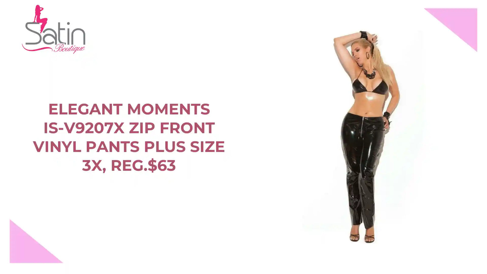 Elegant Moments IS-V9207X Zip front vinyl pants Plus size 3X, Reg.$63 by@Outfy