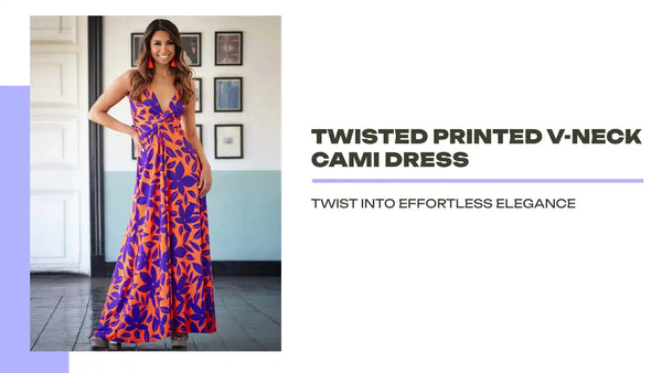 Twisted Printed V-Neck Cami Dress by@Outfy