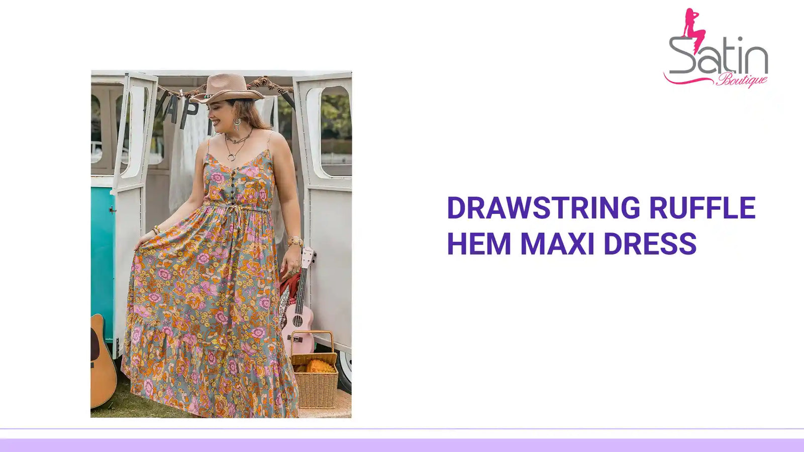 Drawstring Ruffle Hem Maxi Dress by@Outfy