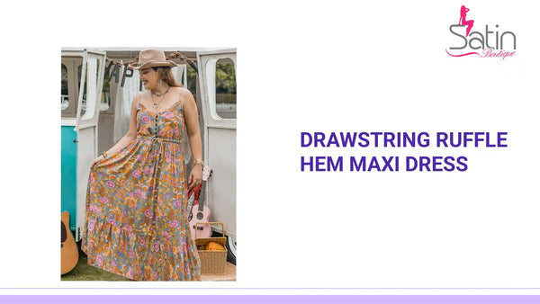 Drawstring Ruffle Hem Maxi Dress by@Outfy