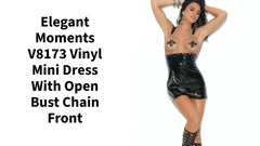 Elegant Moments V8173 Vinyl mini dress with open bust chain front by@Outfy