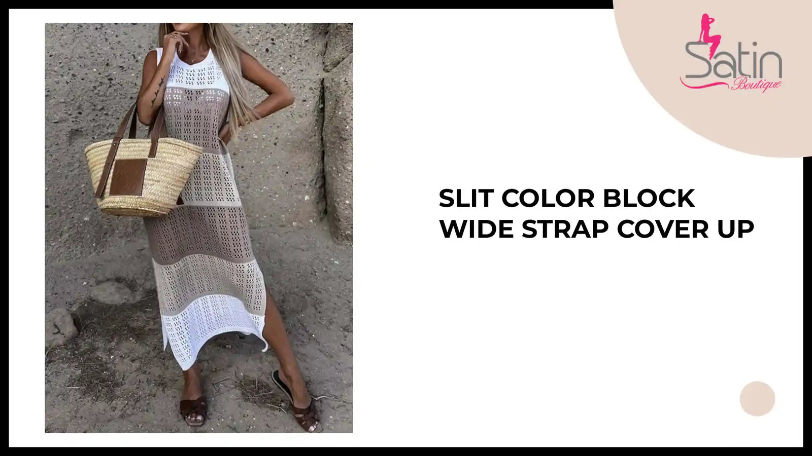 Slit Color Block Wide Strap Cover Up by@Outfy