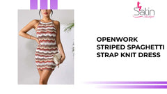 Openwork Striped Spaghetti Strap Knit Dress by@Outfy