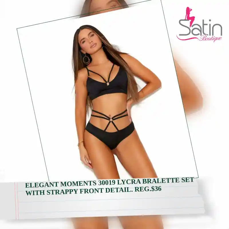 Elegant Moments 30019 Lycra bralette Set with strappy front detail. Reg.$36 by@Outfy