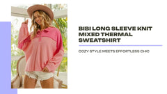 BiBi Long Sleeve Knit Mixed Thermal Sweatshirt by@Outfy