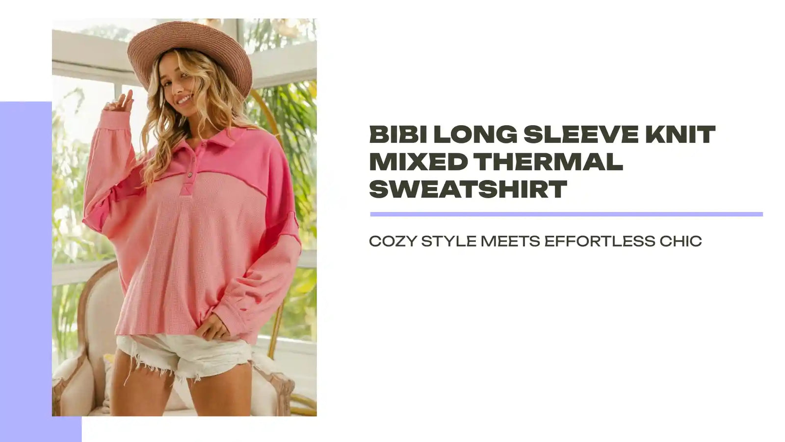 BiBi Long Sleeve Knit Mixed Thermal Sweatshirt by@Outfy