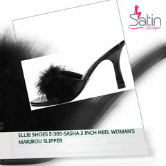 Ellie Shoes E-305-Sasha 3 inch Heel Woman&#039;s Maribou Slipper by@Outfy