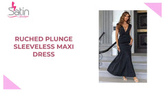 Ruched Plunge Sleeveless Maxi Dress by@Outfy