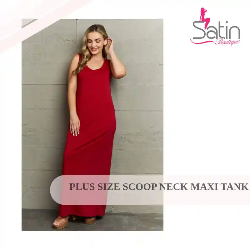 Plus Size Scoop Neck Maxi Tank Dress by@Outfy