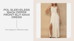 POL Sleeveless Back Zipper Front Slit Maxi Dress by@Outfy