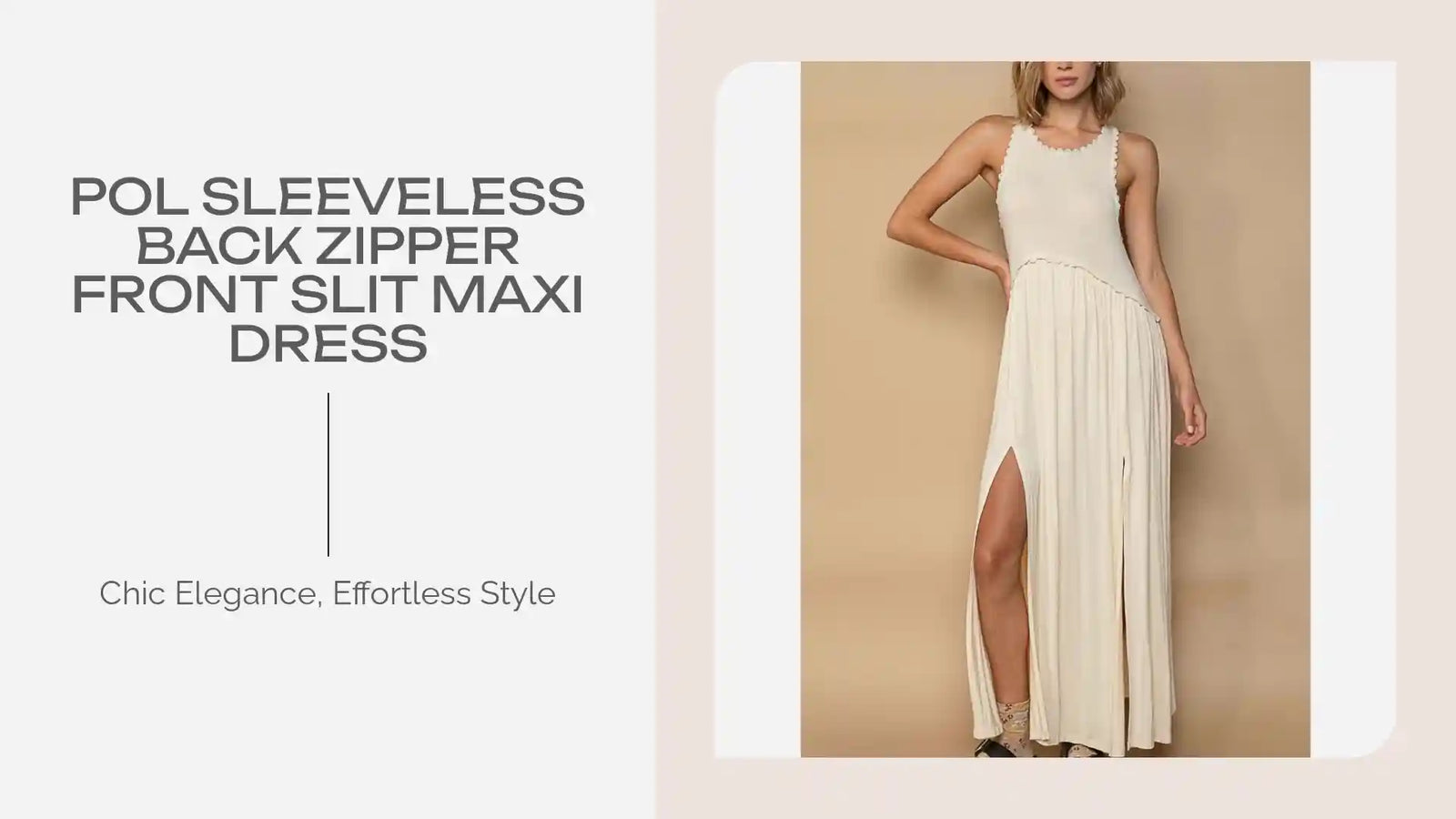 POL Sleeveless Back Zipper Front Slit Maxi Dress by@Outfy