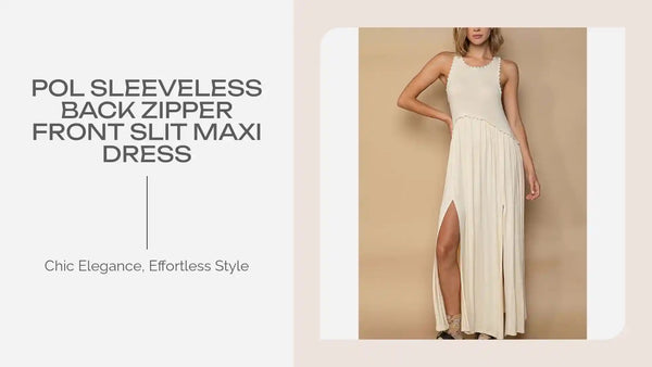 POL Sleeveless Back Zipper Front Slit Maxi Dress by@Outfy