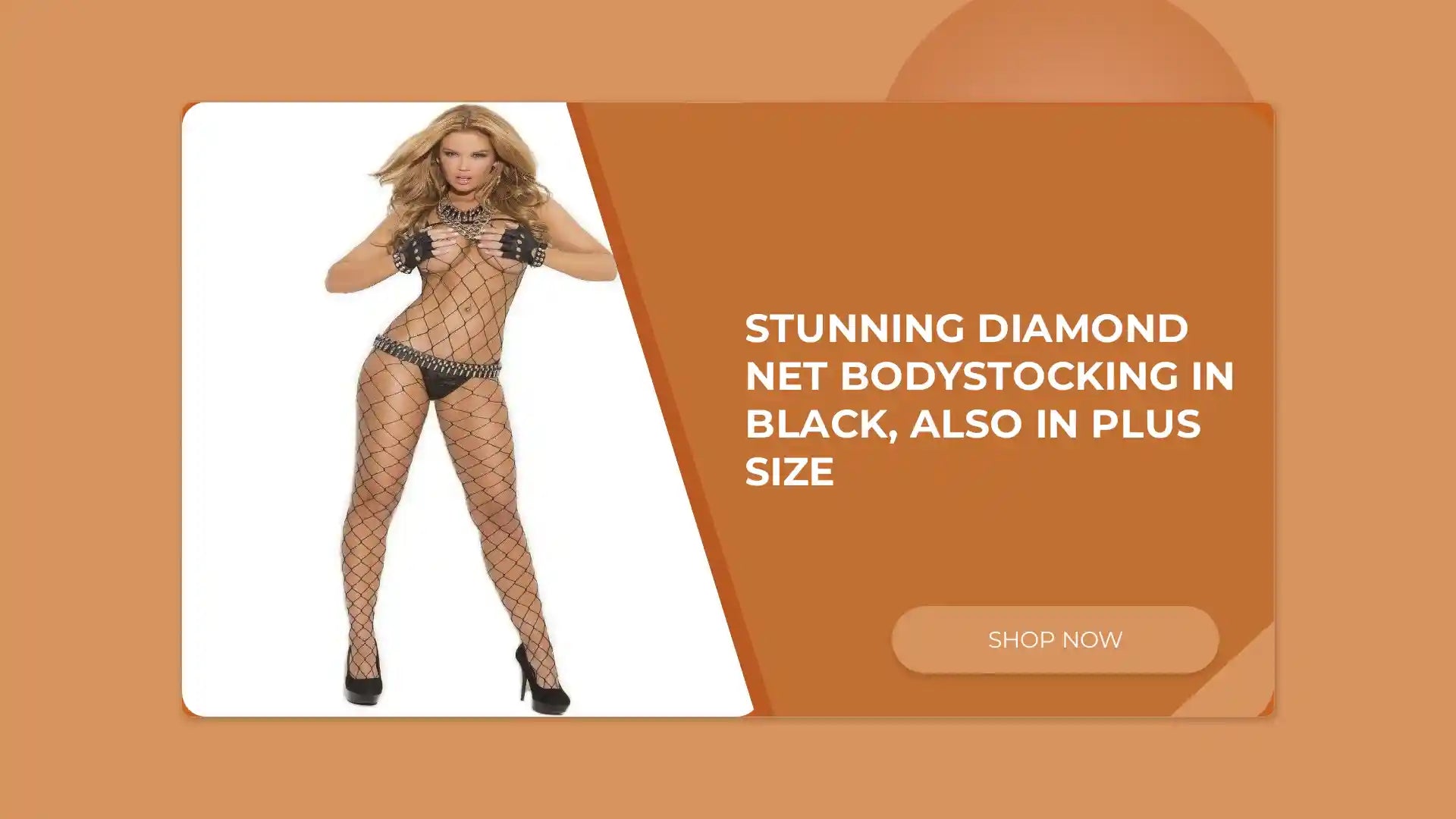 Stunning Diamond net bodystocking in Black, also in plus size by@Outfy