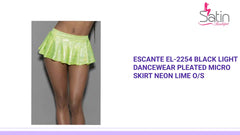 Escante EL-2254 Black Light Dancewear Pleated Micro Skirt Neon Lime O/S by@Outfy