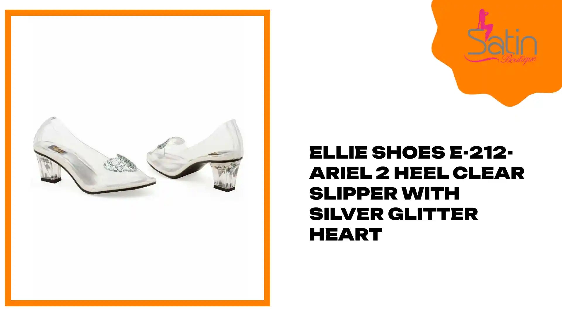 Ellie Shoes E-212-Ariel 2 Heel Clear Slipper with Silver Glitter Heart by@Outfy