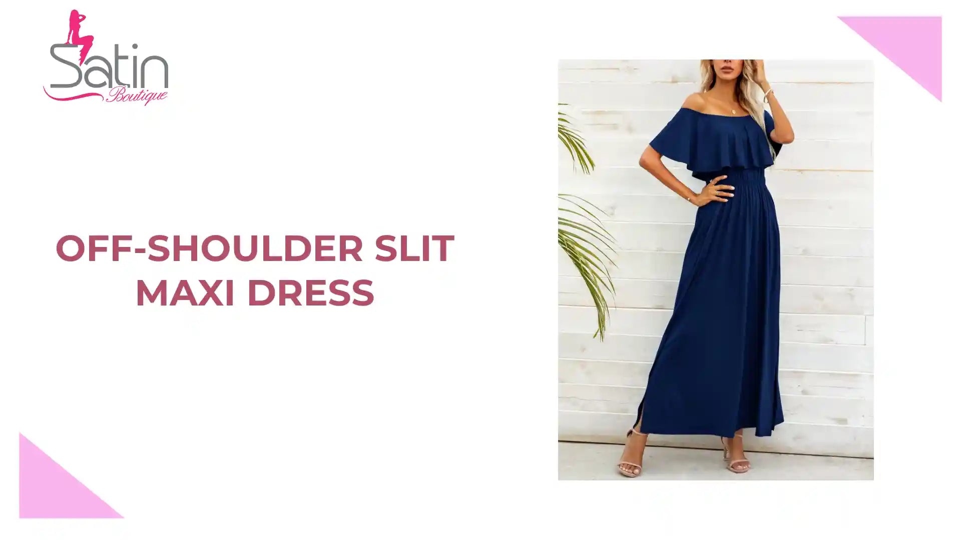 Off-Shoulder Slit Maxi Dress by@Outfy