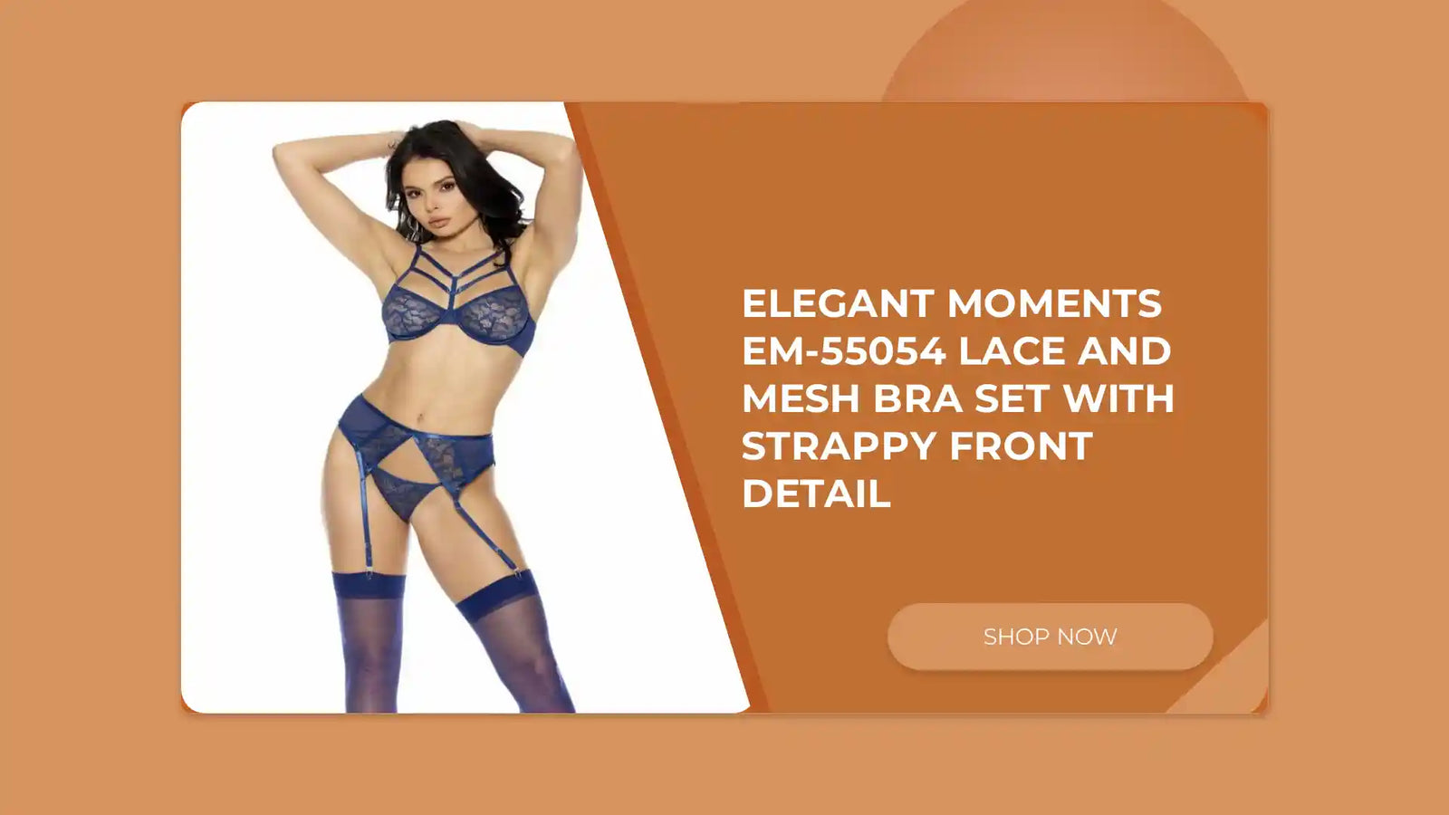 Elegant Moments EM-55054 Lace and mesh bra Set with strappy front detail by@Outfy