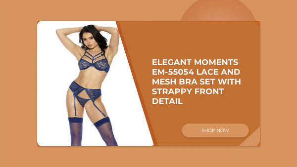 Elegant Moments EM-55054 Lace and mesh bra Set with strappy front detail by@Outfy