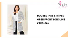 Double Take Striped Open Front Longline Cardigan by@Outfy