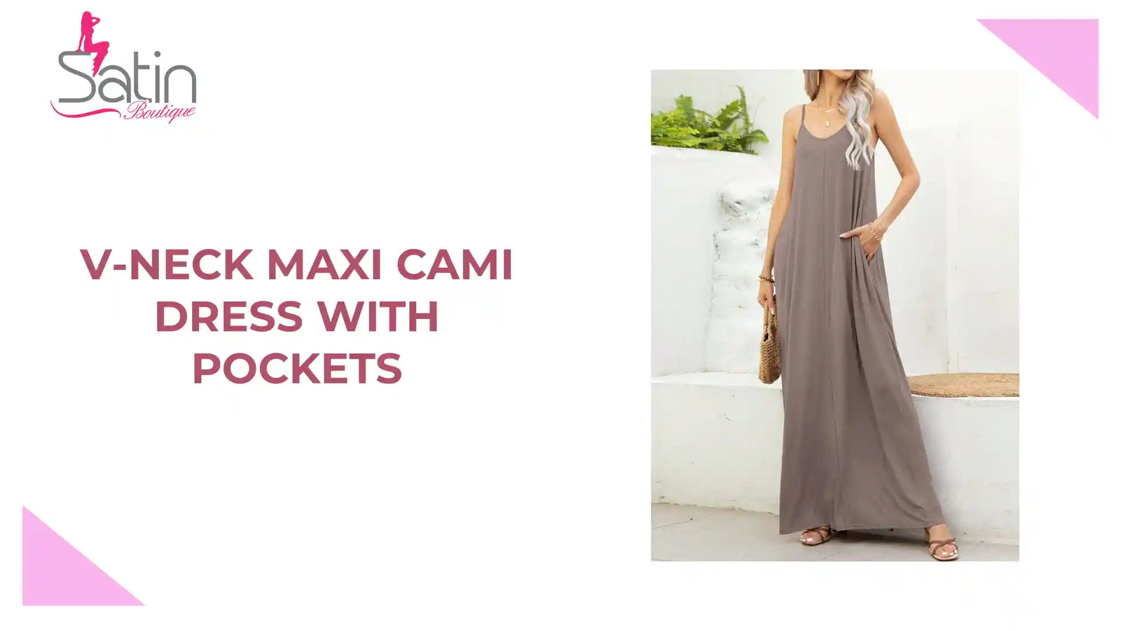 V-Neck Maxi Cami Dress with Pockets by@Outfy