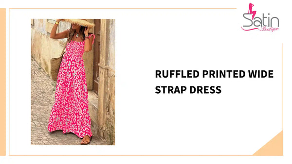 Ruffled Printed Wide Strap Dress by@Outfy