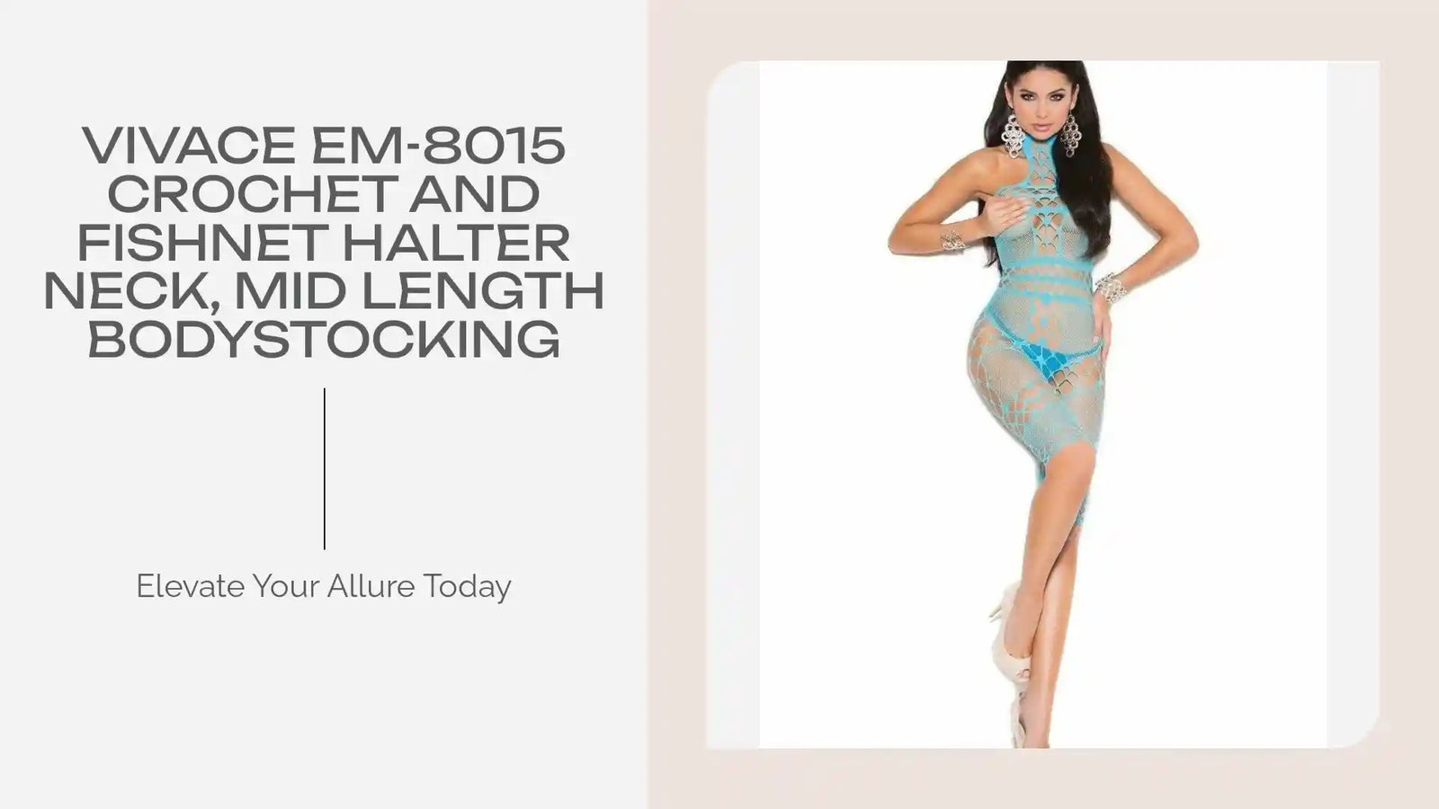 Vivace EM-8015 Crochet and fishnet halter neck, mid length bodystocking by@Outfy
