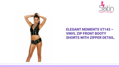 Elegant Moments V7143 &ndash; Vinyl zip front booty shorts with zipper detail. by@Outfy