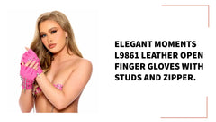 Elegant Moments L9861 Leather open finger gloves with studs and zipper. by@Outfy