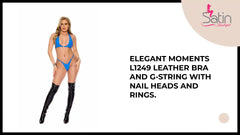Elegant Moments L1249 Leather bra and g-string with nail heads and rings. by@Outfy