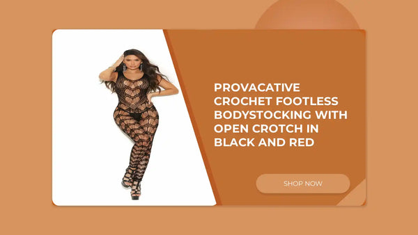 Provacative Crochet footless bodystocking with open crotch in Black and Red by@Outfy