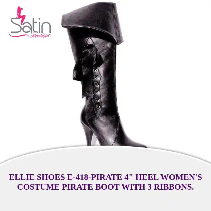 Ellie Shoes E-418-Pirate ženske čizme s petom od 4" i 3 vrpce. by@Outfy