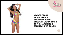 Vivace 82064 Fashionable Swimwear Set - Elegant Lycra Bikini Top &amp; Matching G-String, Multi Color by@Outfy