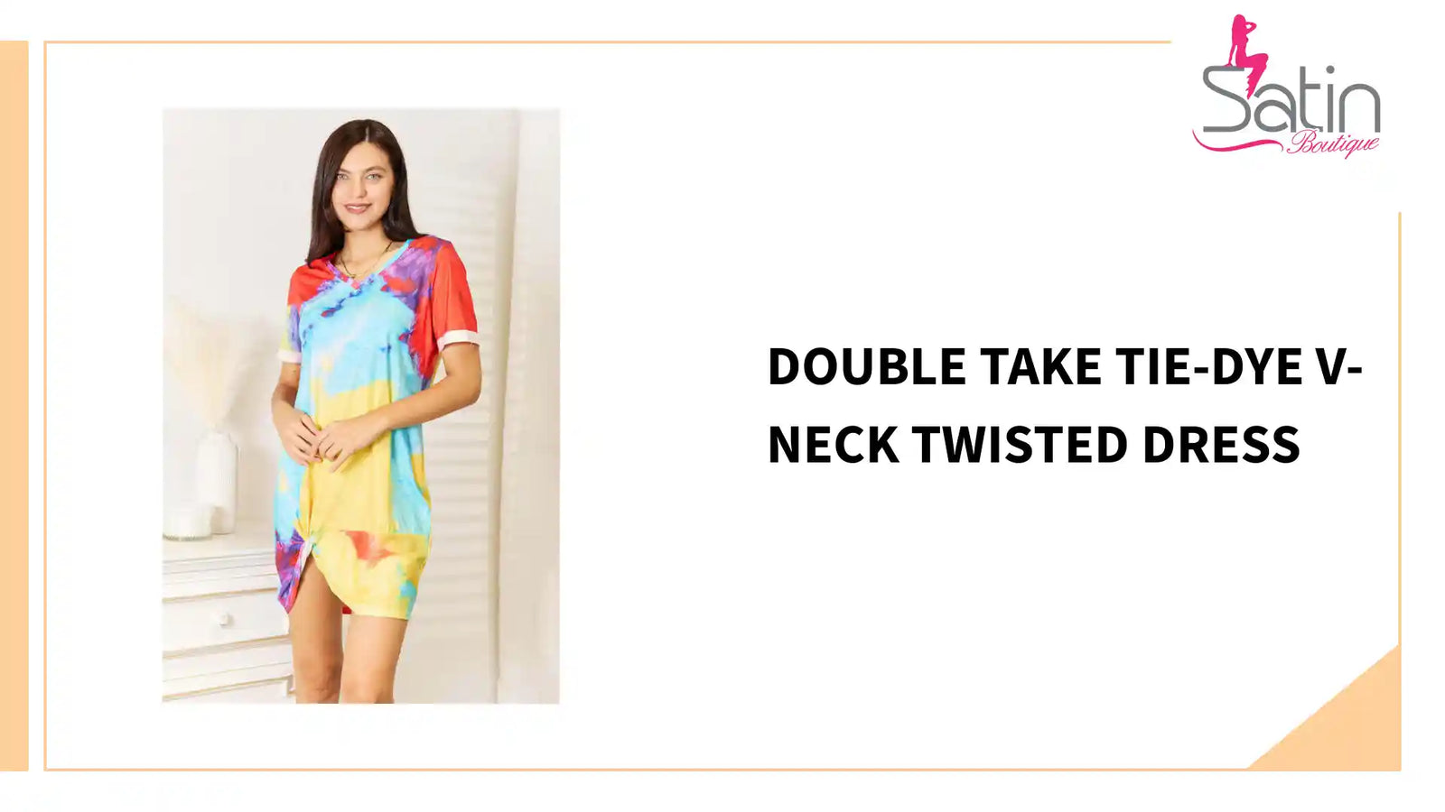 Double Take Tie-Dye V-Neck Twisted Dress by@Outfy