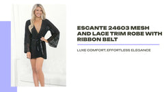 Escante 24603 Mesh and lace trim robe with ribbon belt by@Outfy