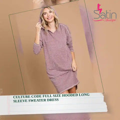 Culture Code Full Size Hooded Long Sleeve Sweater Dress by@Outfy