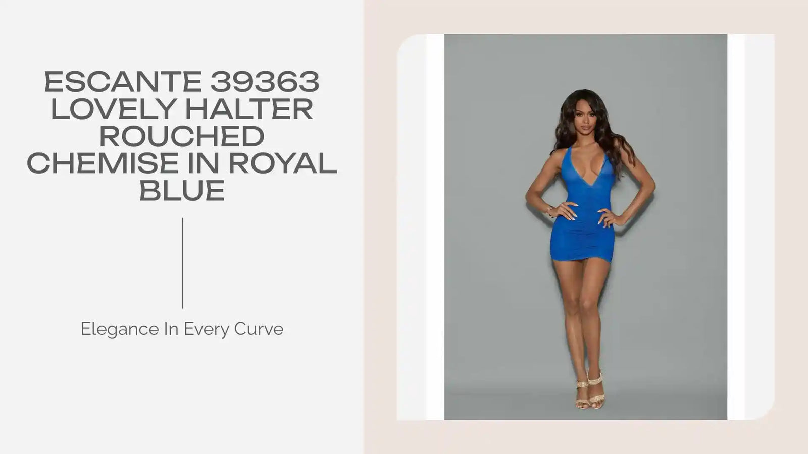 Escante 39363 Lovely Halter Rouched Chemise in Royal Blue by@Outfy