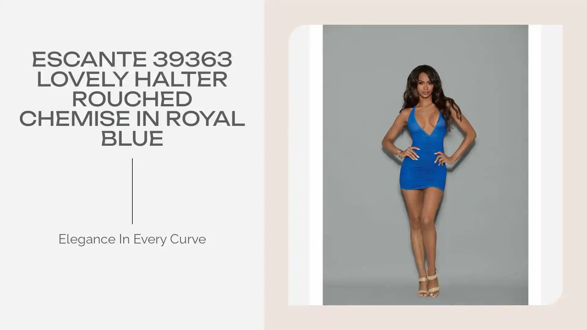 Escante 39363 Lovely Halter Rouched Chemise in Royal Blue by@Outfy