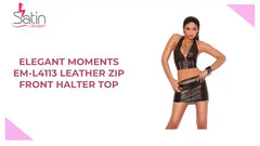 Elegant Moments EM-L4113 Leather Zip Front Halter Top by@Outfy
