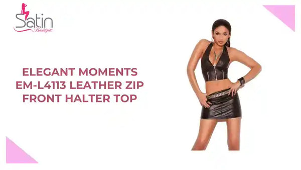 Elegant Moments EM-L4113 Leather Zip Front Halter Top by@Outfy