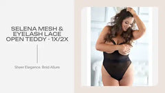 Selena Mesh &amp; Eyelash Lace Open Teddy - 1X/2X by@Outfy