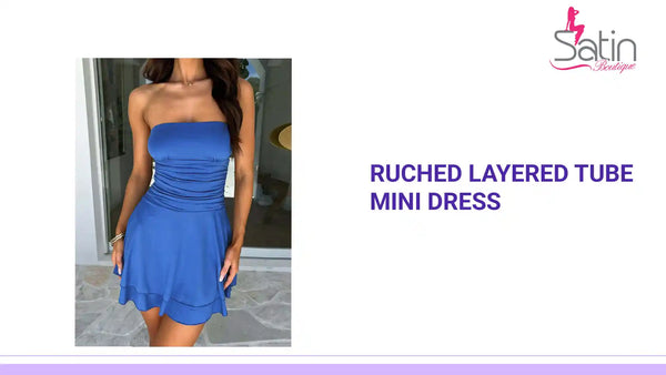 Ruched Layered Tube Mini Dress by@Outfy