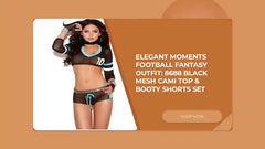 Elegant Moments Football Fantasy Outfit: 8688 Black Mesh Cami Top &amp; Booty Shorts Set by@Outfy