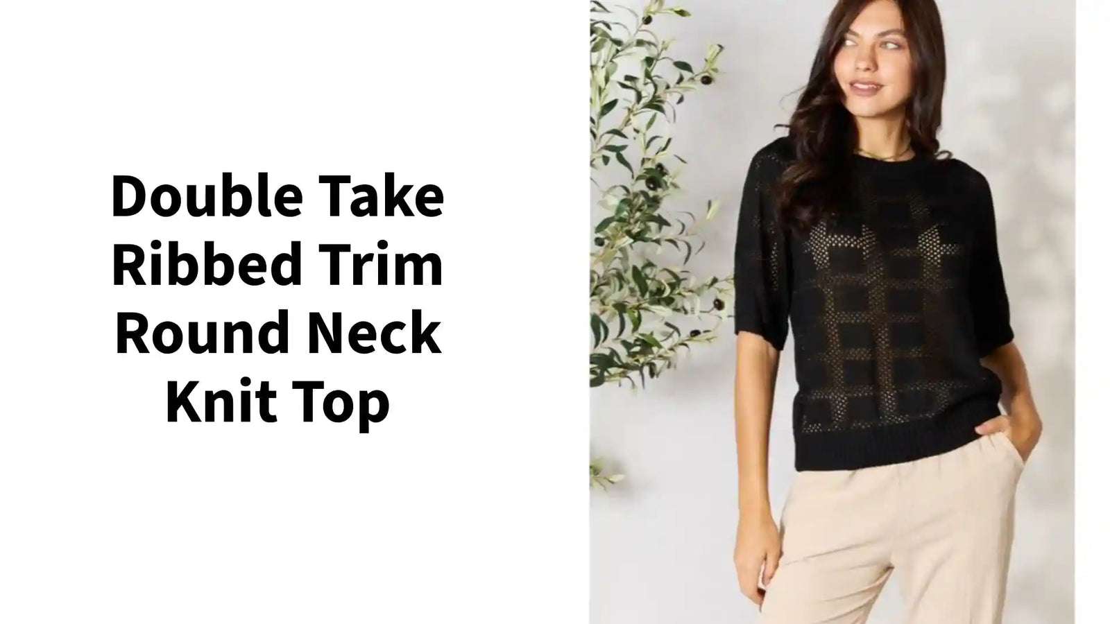 Double Take Ribbed Trim Round Neck Knit Top by@Outfy