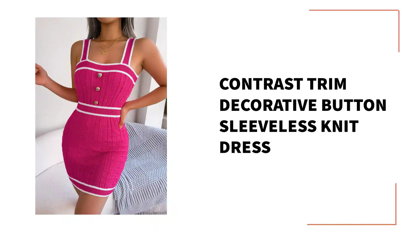 Contrast Trim Decorative Button Sleeveless Knit Dress by@Outfy