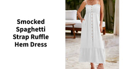 Smocked Spaghetti Strap Ruffle Hem Dress by@Outfy