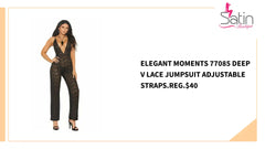 Elegant Moments 77085 Deep V lace jumpsuit adjustable straps.Reg.$40 by@Outfy