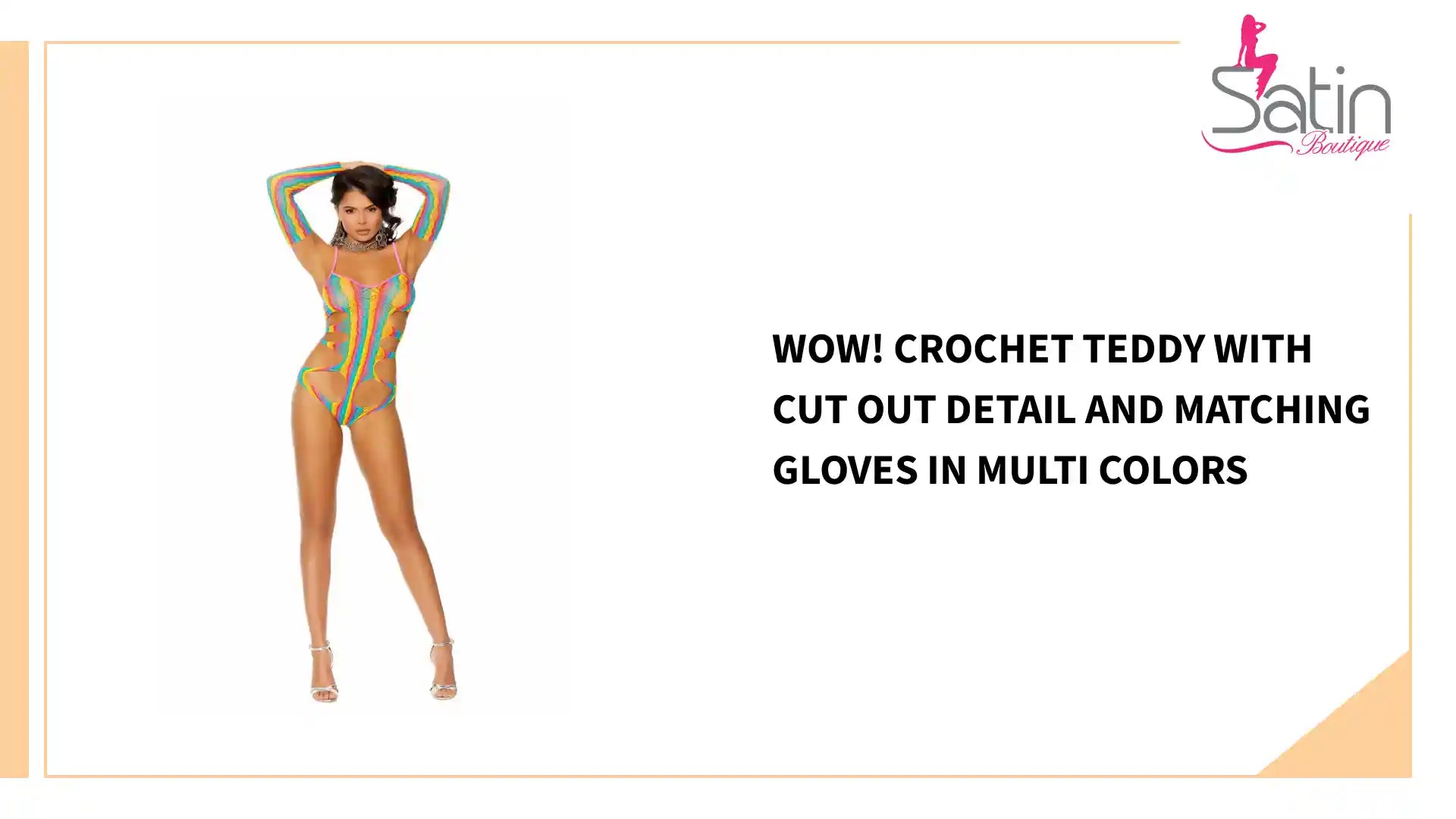 Wow! Crochet teddy with cut out detail and matching gloves in Multi colors by@Outfy