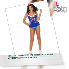 Elegant Moments EM-82024 Sexy Sailor - Mesh Halter Neck Teddy by@Outfy
