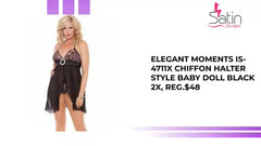 Elegant Moments IS-4711X Chiffon halter style baby doll Black 2X, Reg.$48 by@Outfy