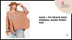 SAGE + FIG Peace Sign Mineral Wash Terry Top by@Outfy